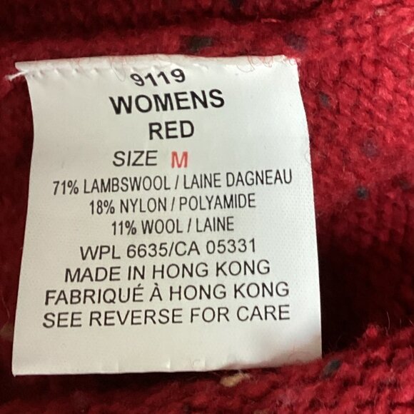 Woolrich Beaded Nordic Hooded Zip Vest Lambswool Blend M Red 33R - Picture 8 of 9